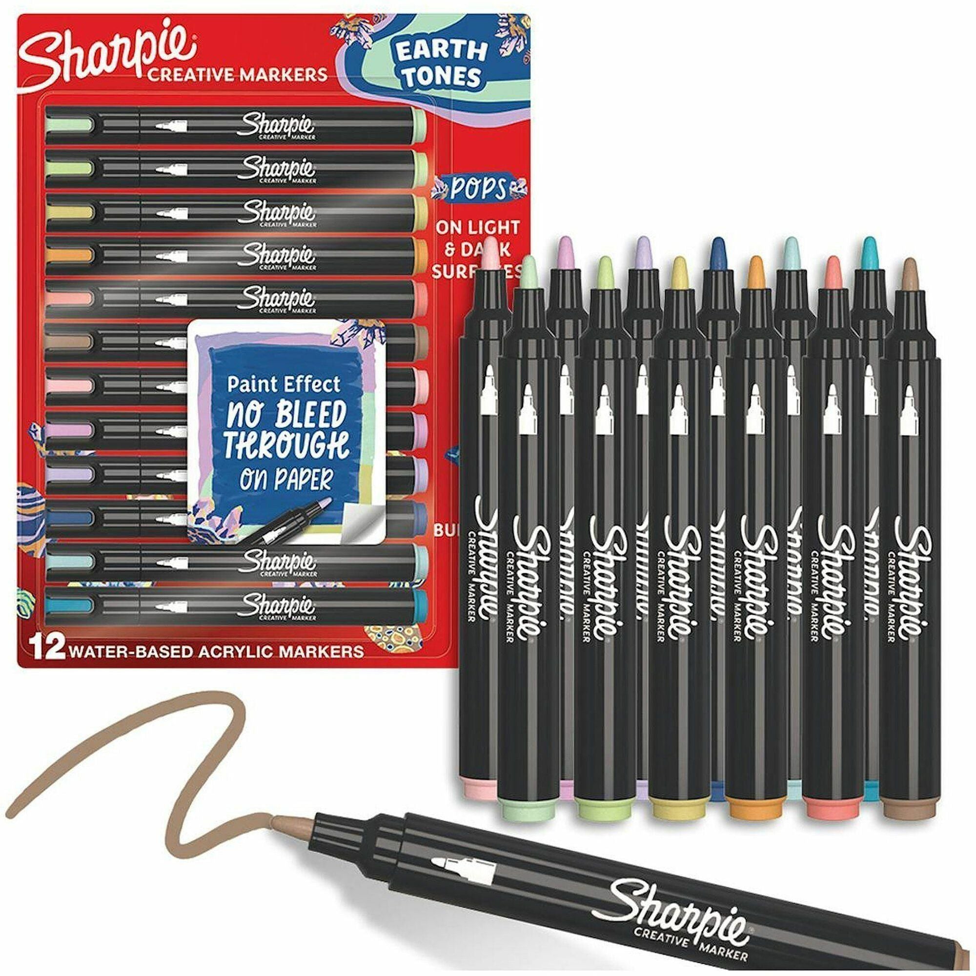 Sharpie Creative Markers, Bullet Bold Point, Assorted Colors (Navy, Coral, Lime, Lilac), Water-Based Ink, 12 Pack