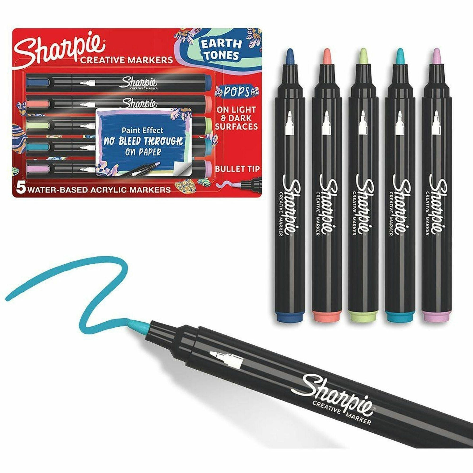 Sharpie Creative Markers, Bullet Medium Point, Assorted Colors, Water-Based Ink, 5 Pack