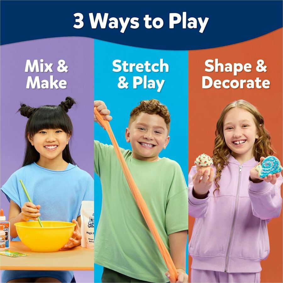 Elmer's Stretch 'N Create Dough Kit, 18 Pieces, Assorted Colors, Includes Glue Bottles, Magical Liquid, Magic Powder, Glue Pens, Ribbons, Keychain Rings, Decorations, 1 Box