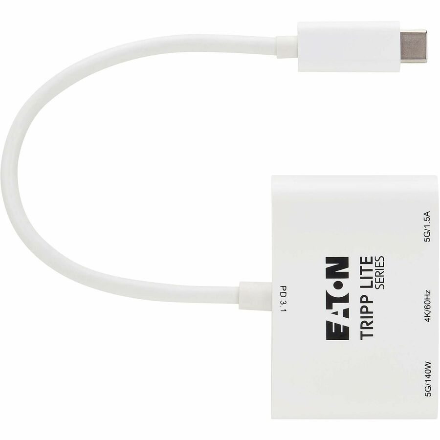 1 x USB 3.2 (Gen 1) Type C - Male - 1 x HDMI Digital Audio/Video - Female, 1 x USB 3.2 (Gen 1) Type C - Female, 1 x USB 3.2 (Gen 1) Type A - Female - 4096 x 2160 Supported - Nickel Connector - White