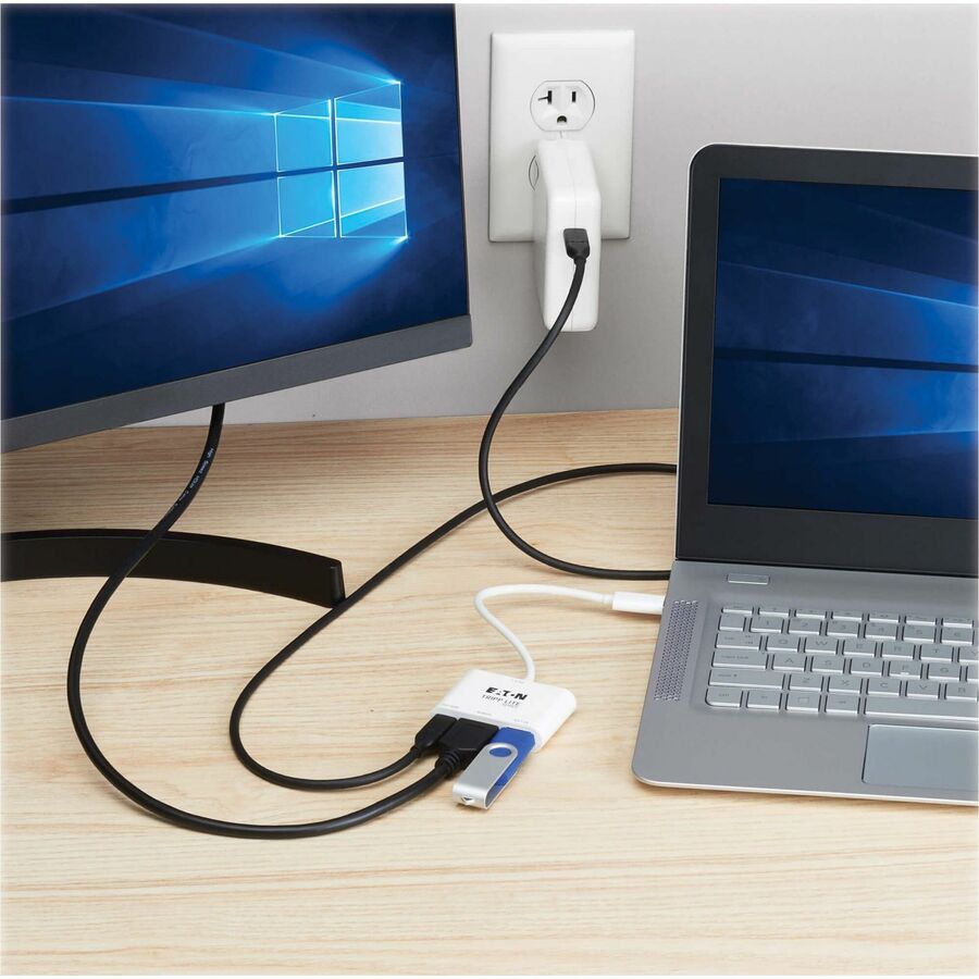 1 x USB 3.2 (Gen 1) Type C - Male - 1 x HDMI Digital Audio/Video - Female, 1 x USB 3.2 (Gen 1) Type C - Female, 1 x USB 3.2 (Gen 1) Type A - Female - 4096 x 2160 Supported - Nickel Connector - White