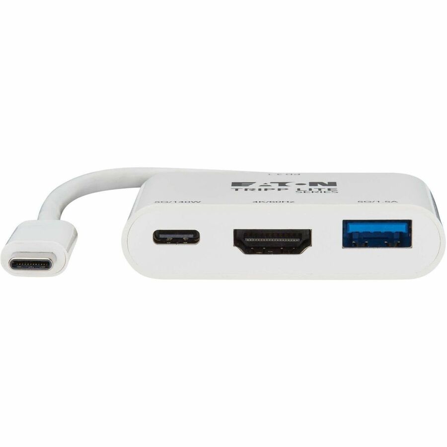 1 x USB 3.2 (Gen 1) Type C - Male - 1 x HDMI Digital Audio/Video - Female, 1 x USB 3.2 (Gen 1) Type C - Female, 1 x USB 3.2 (Gen 1) Type A - Female - 4096 x 2160 Supported - Nickel Connector - White