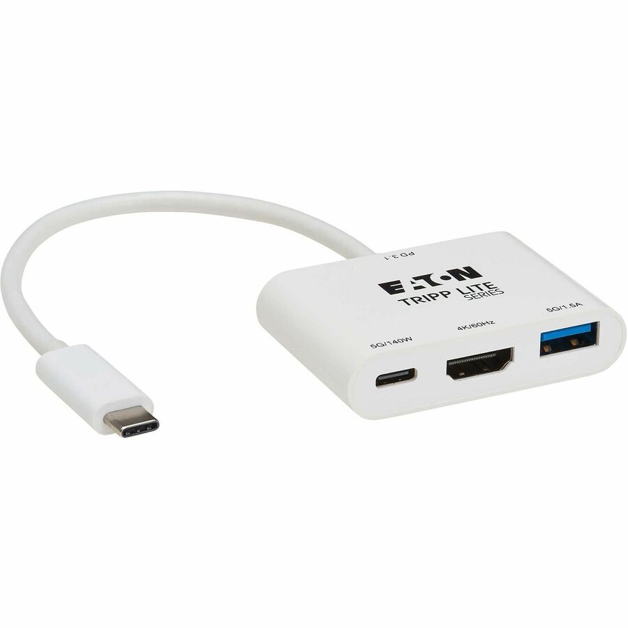 1 x USB 3.2 (Gen 1) Type C - Male - 1 x HDMI Digital Audio/Video - Female, 1 x USB 3.2 (Gen 1) Type C - Female, 1 x USB 3.2 (Gen 1) Type A - Female - 4096 x 2160 Supported - Nickel Connector - White