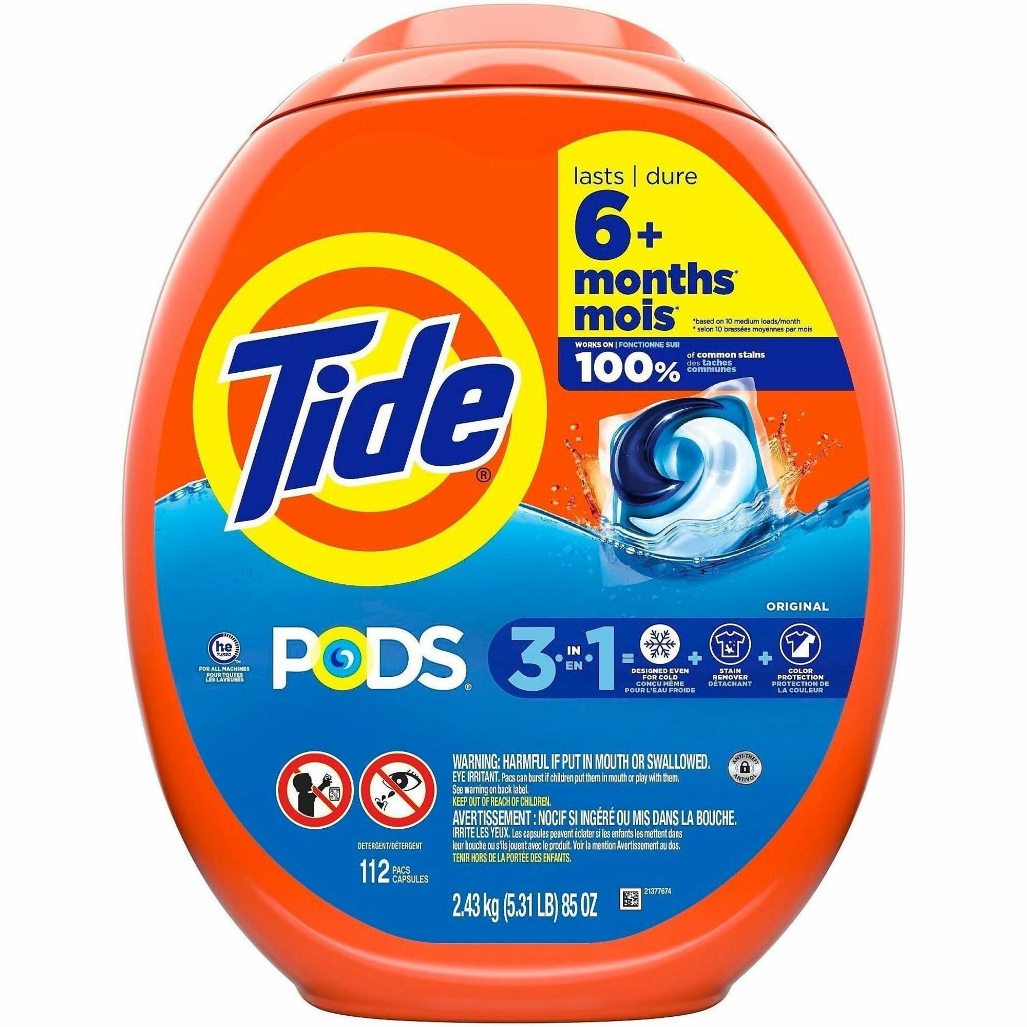 Tide Pods Laundry Detergent, Original Fresh Scent, Concentrated, Orange, 112 Pods per Pack