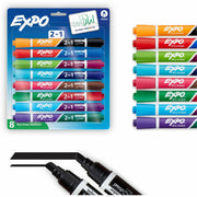 Expo 2-in-1 Dry Erase Markers, Chisel Tip, Assorted Colors, 8 Pack