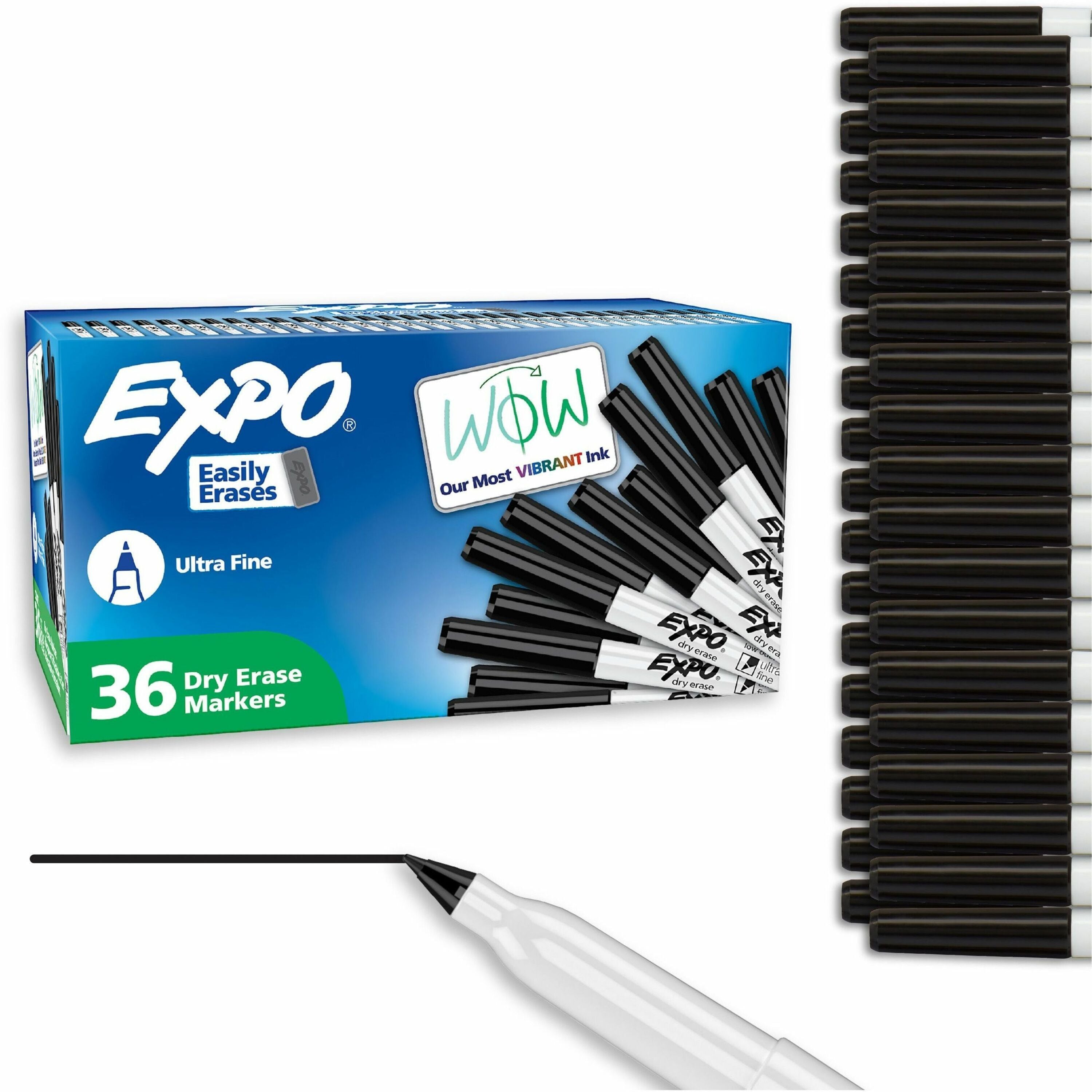 Expo Dry Erase Markers, Ultra Fine Point, Black Ink, Erasable, Low Odor, 36 Pack