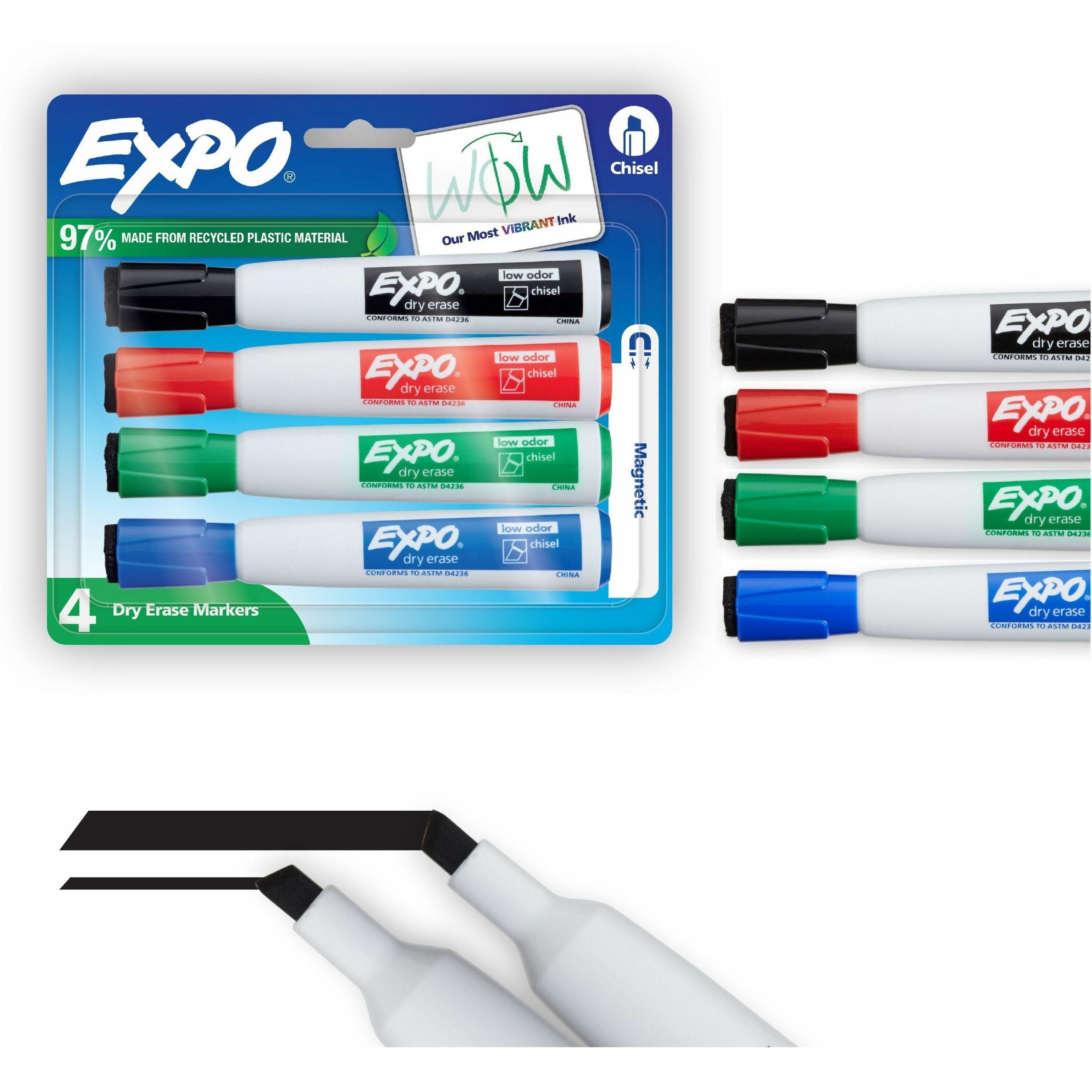 Expo Magnetic Dry-erase Markers, Chisel Tip, Assorted Colors, 4 Pack
