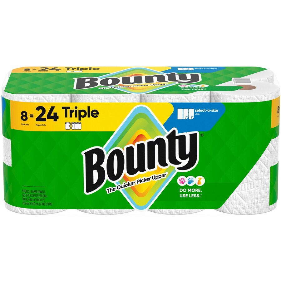 Bounty Select-A-Size Paper Towels, 2 Ply, Diamond Texture, Green, 123 Sheets per Roll, 8 Rolls per Carton