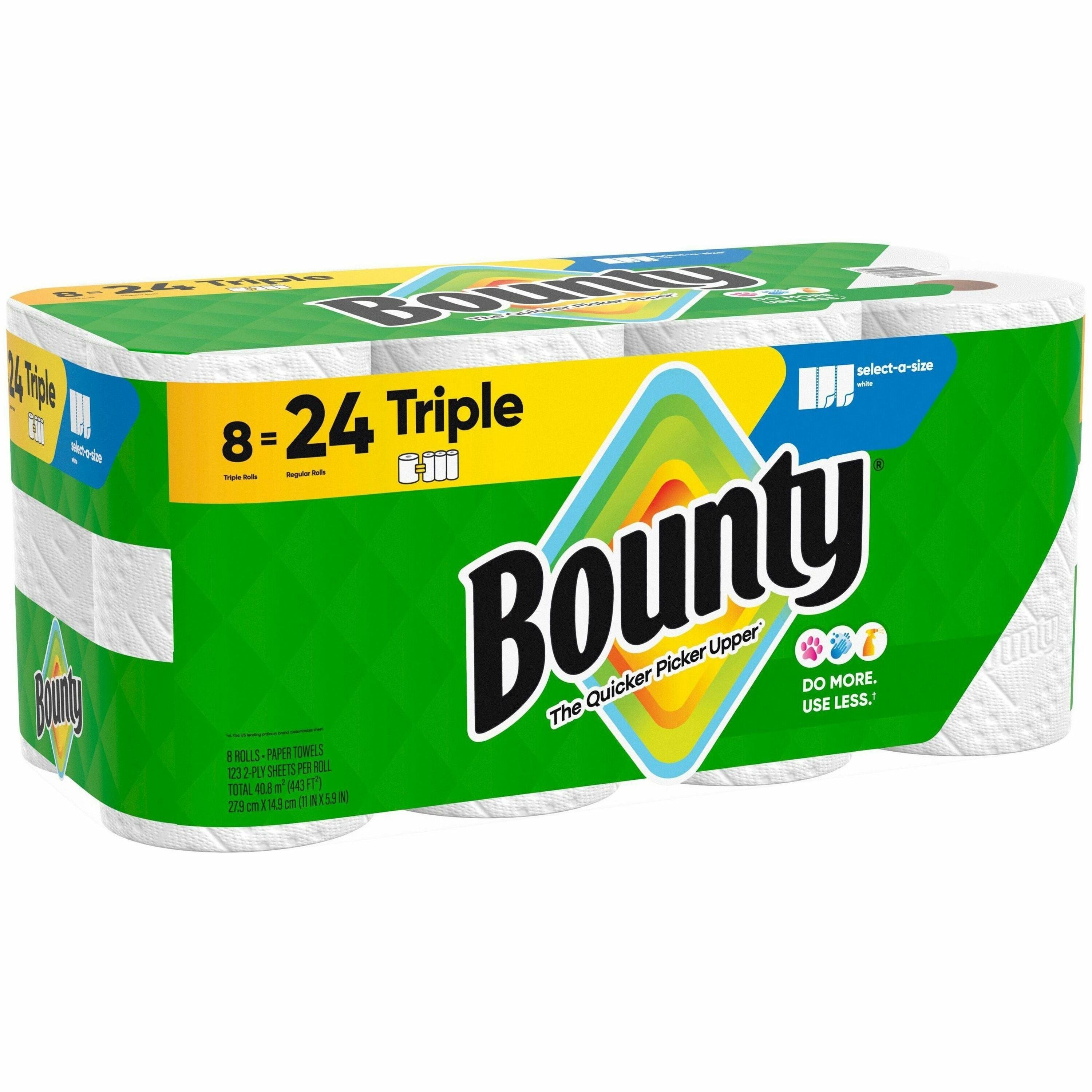 Bounty Select-A-Size Paper Towels, 2 Ply, Diamond Texture, Green, 123 Sheets per Roll, 8 Rolls per Carton