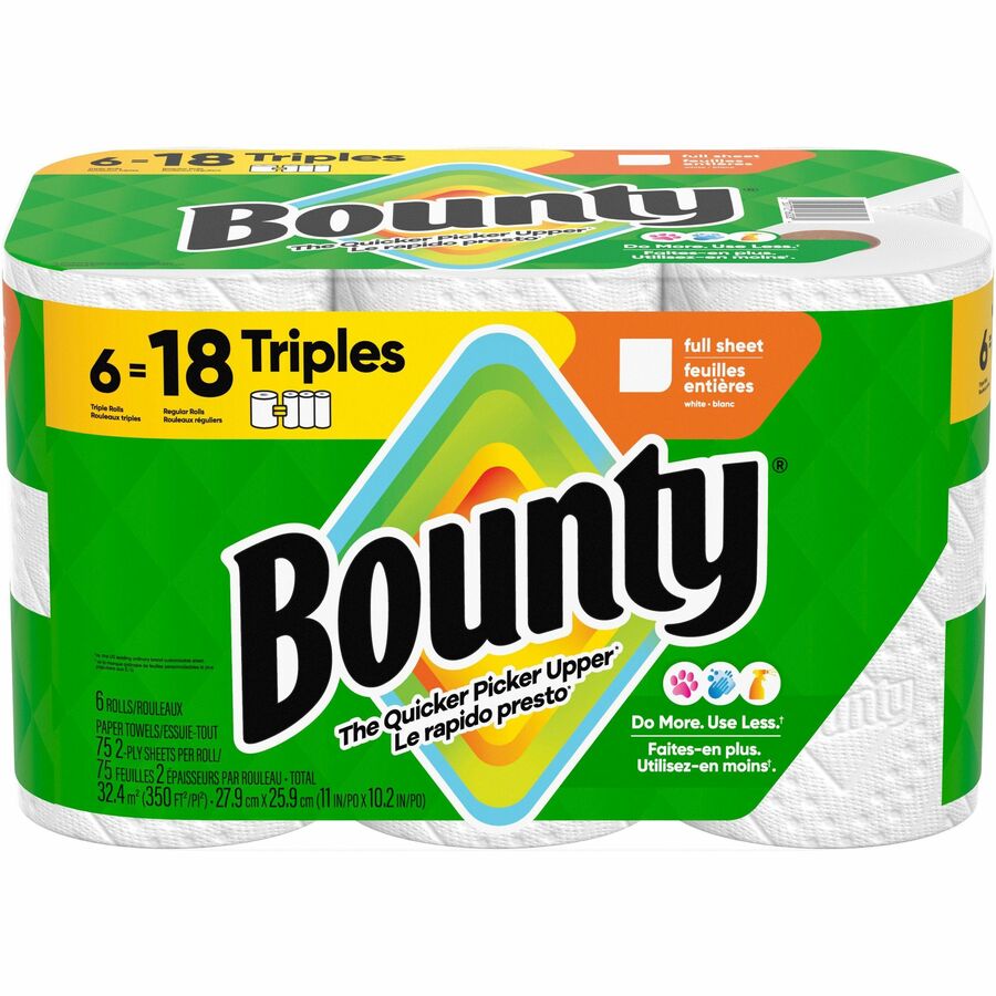 Bounty Select-A-Size Paper Towels, 2 Ply, Diamond Texture, Green, 75 Sheets per Roll, 6 Rolls per Carton