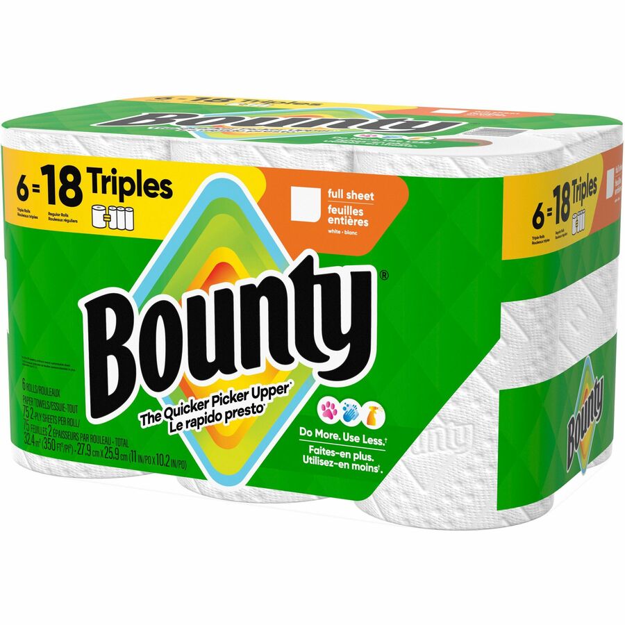 Bounty Select-A-Size Paper Towels, 2 Ply, Diamond Texture, Green, 75 Sheets per Roll, 6 Rolls per Carton