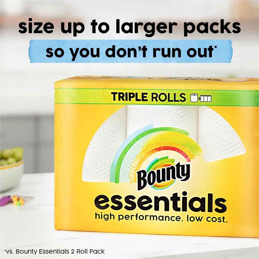 Bounty Essentials Paper Towels, Yellow, 162 Sheets per Roll, 12 Rolls per Carton