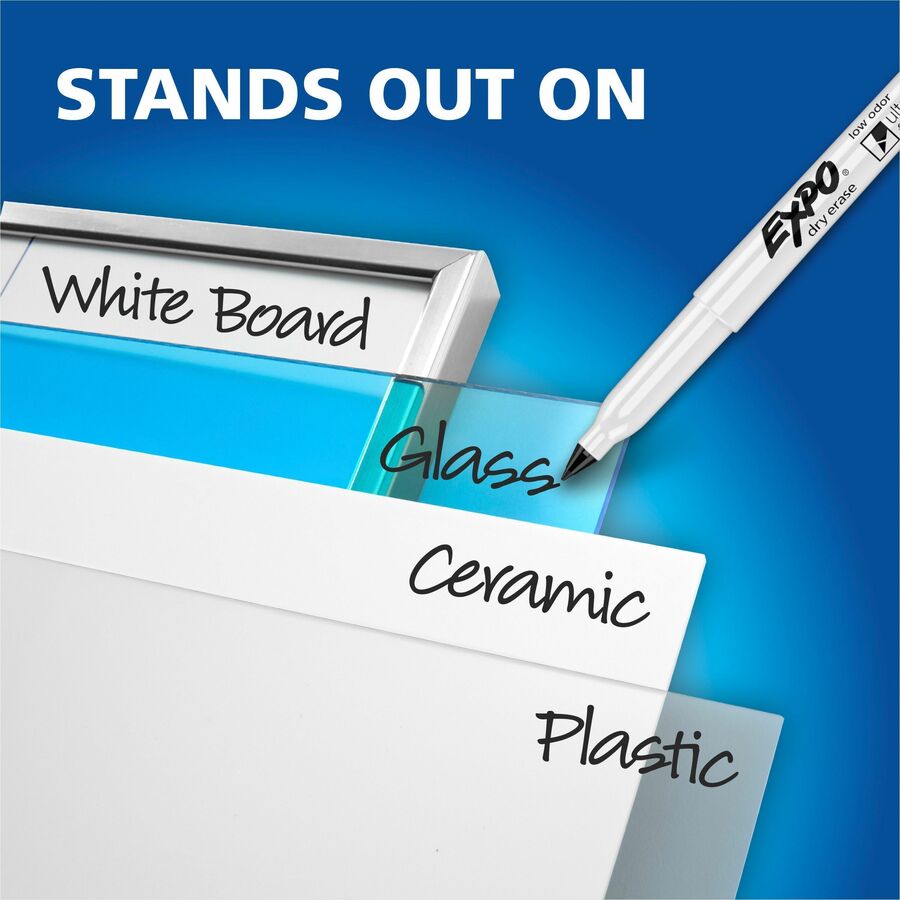Expo Dry Erase Markers, Ultra Fine Point, Black Ink, Alcohol Based, Erasable, Low-Odor, Quick-Drying, 1 Dozen