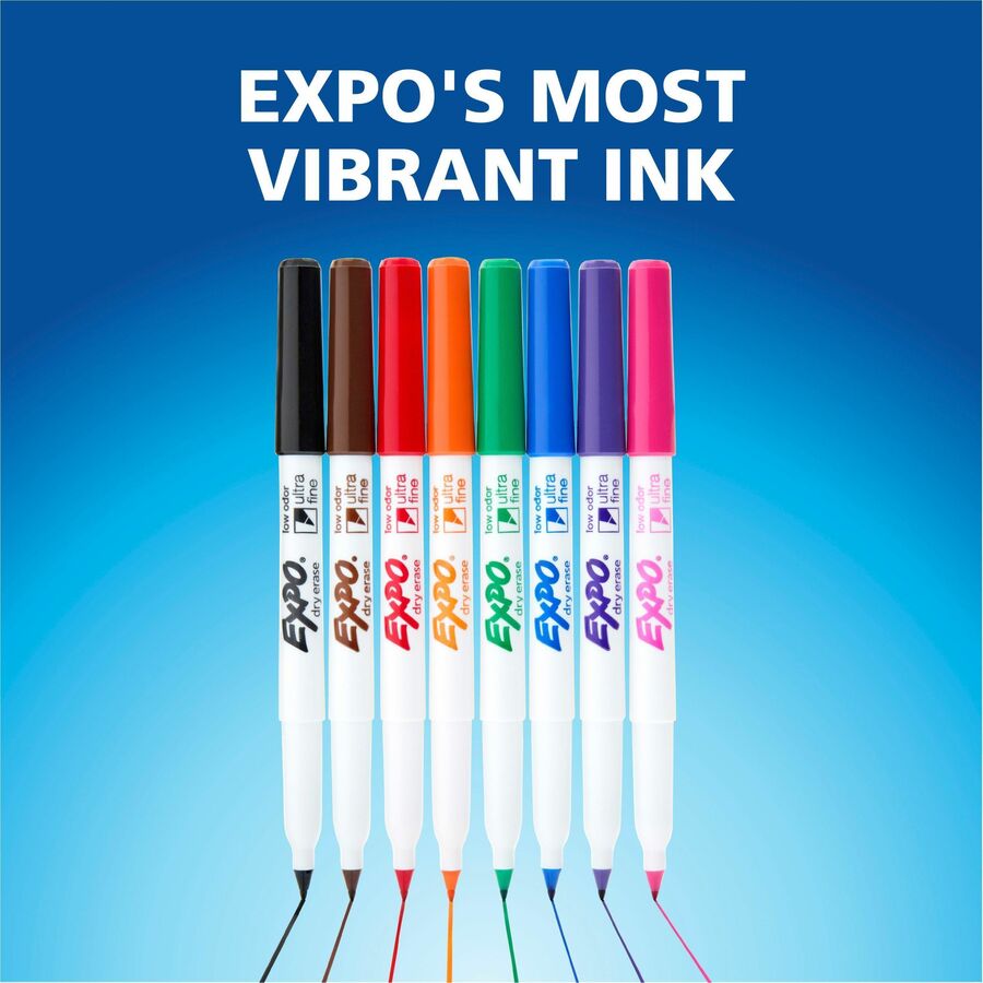 Expo Dry Erase Markers, Ultra Fine Point, Black Ink, Alcohol Based, Erasable, Low-Odor, Quick-Drying, 1 Dozen