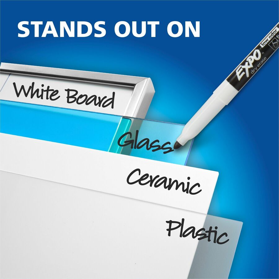 Expo Bold Color Dry-Erase Markers, Bullet Point, Blue Ink, Erasable, Low Odor, 1 Dozen