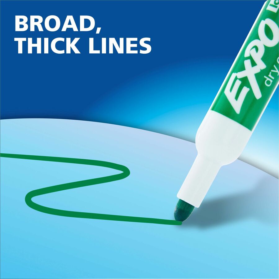 Expo Bold Color Dry-Erase Markers, Bullet Point, Blue Ink, Erasable, Low Odor, 1 Dozen