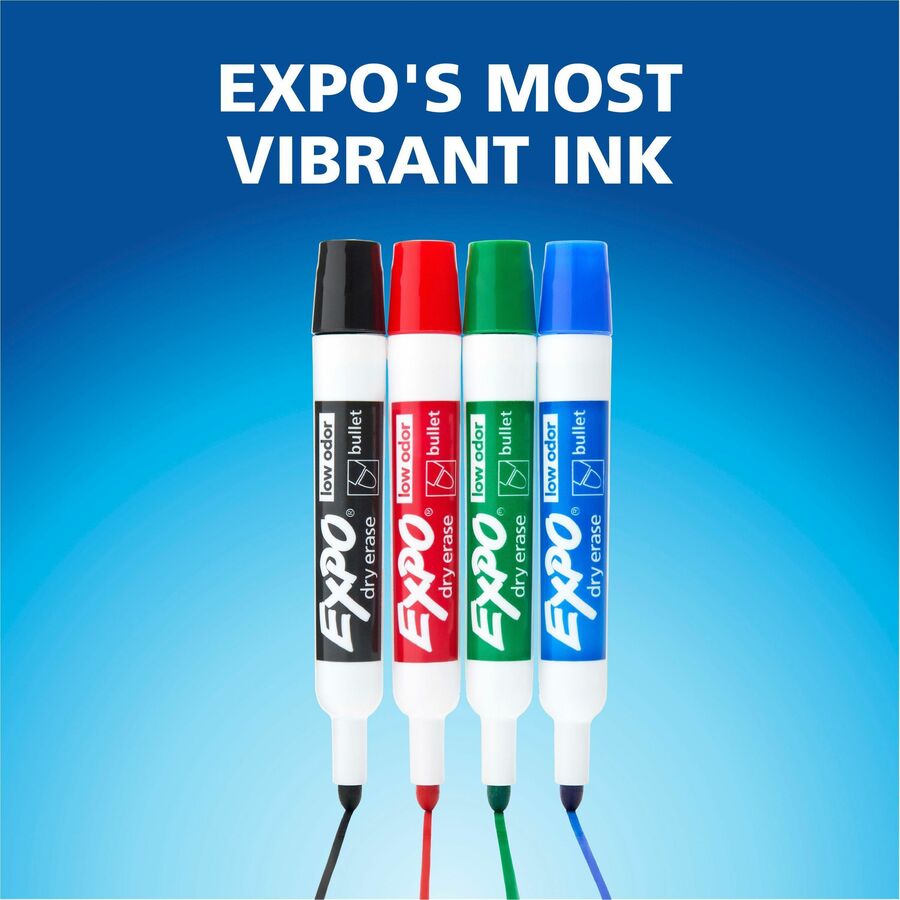Expo Bold Color Dry-Erase Markers, Bullet Point, Blue Ink, Erasable, Low Odor, 1 Dozen