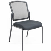 Lorell Mesh Back Guest Chair, Black Steel Frame, Cushioned Upholstered Seat, Stackable, 1 Each