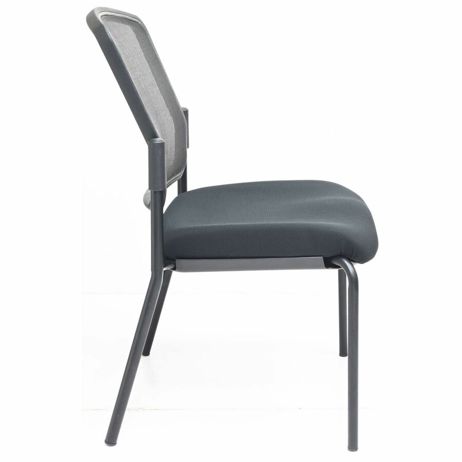 Lorell Mesh Back Guest Chair, Black Steel Frame, Cushioned Upholstered Seat, Stackable, 1 Each