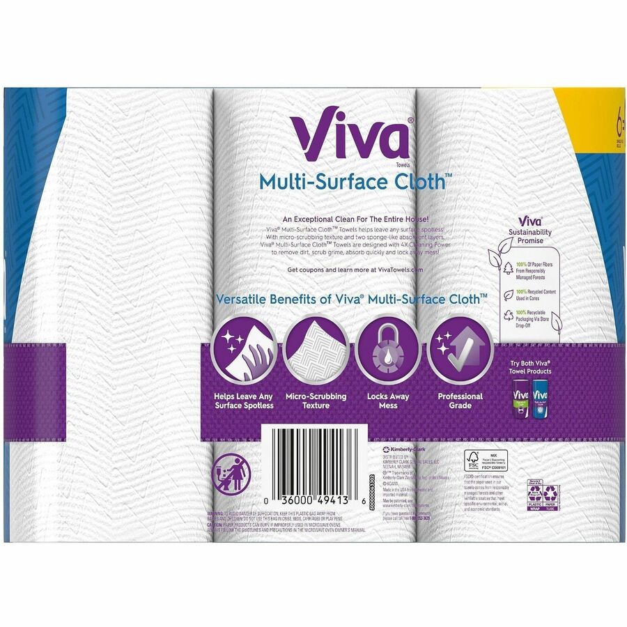 Viva Choose-A-Sheet Paper Towels, 1 Ply, 83 Sheets per Roll, Signature Soft Texture, White, 4 Rolls per Carton