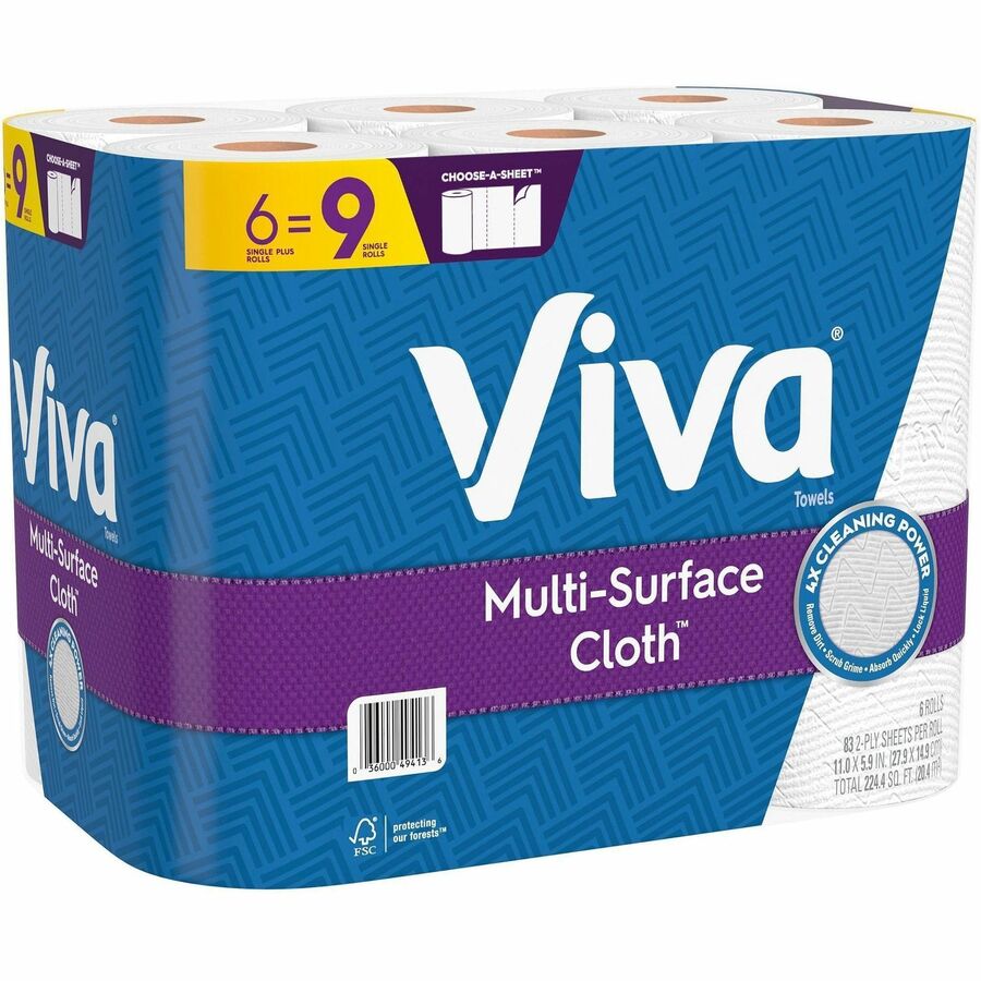 Viva Choose-A-Sheet Paper Towels, 1 Ply, 83 Sheets per Roll, Signature Soft Texture, White, 4 Rolls per Carton