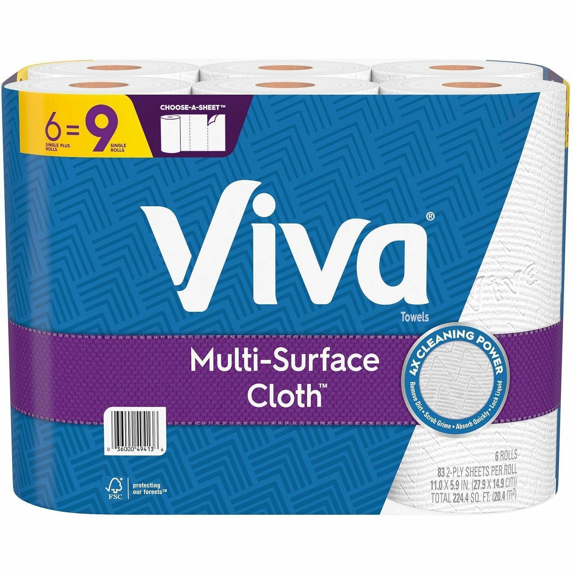 Viva Choose-A-Sheet Paper Towels, 1 Ply, 83 Sheets per Roll, Signature Soft Texture, White, 4 Rolls per Carton