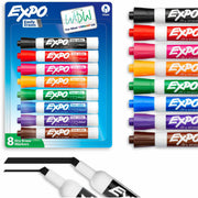Expo Dry Erase Markers, Chisel Tip, Assorted Colors, Low Odor, Erasable, 8 Pack