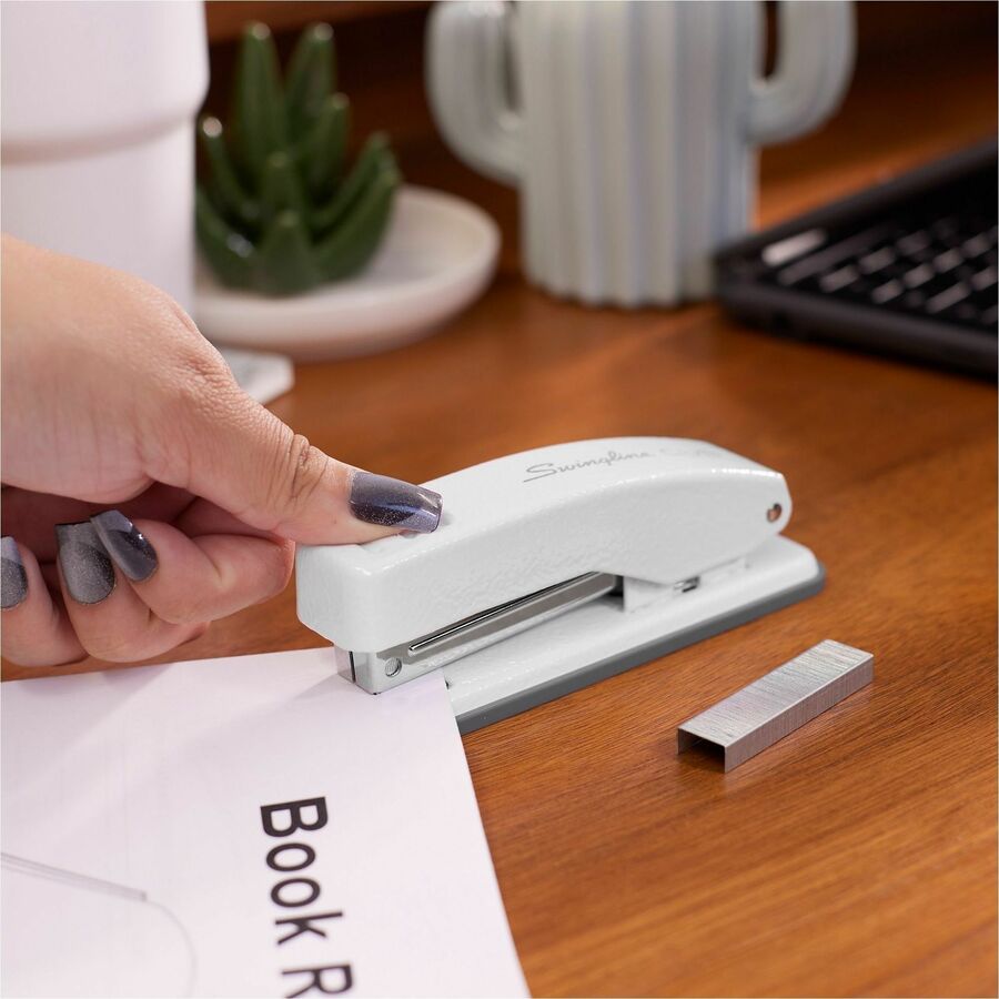 Swingline Cub Compact Stapler, Half Strip, 20-Sheet Capacity, Holds 105 Staples, Electric Arctic White, Metal, 1 Each