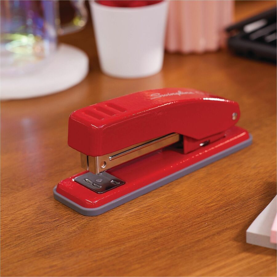 Swingline Cub Compact Stapler, Half Strip, 105 Staple Capacity, 20 Sheet, Electric Rio Red, Metal, 1 Each