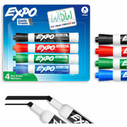 Expo Dry Erase Markers, Chisel Tip, Assorted Colors, Erasable, Low Odor, 4/Set