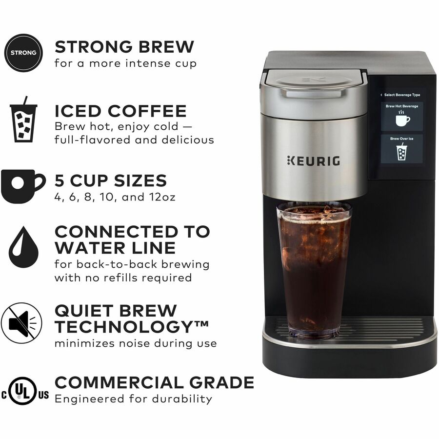 Keurig K-2550 Brewer, Programmable, Touchscreen, Direct Line Plumbing, Black, 1 Each