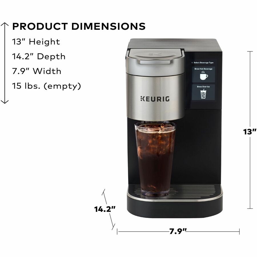 Keurig K-2550 Brewer, Programmable, Touchscreen, Direct Line Plumbing, Black, 1 Each