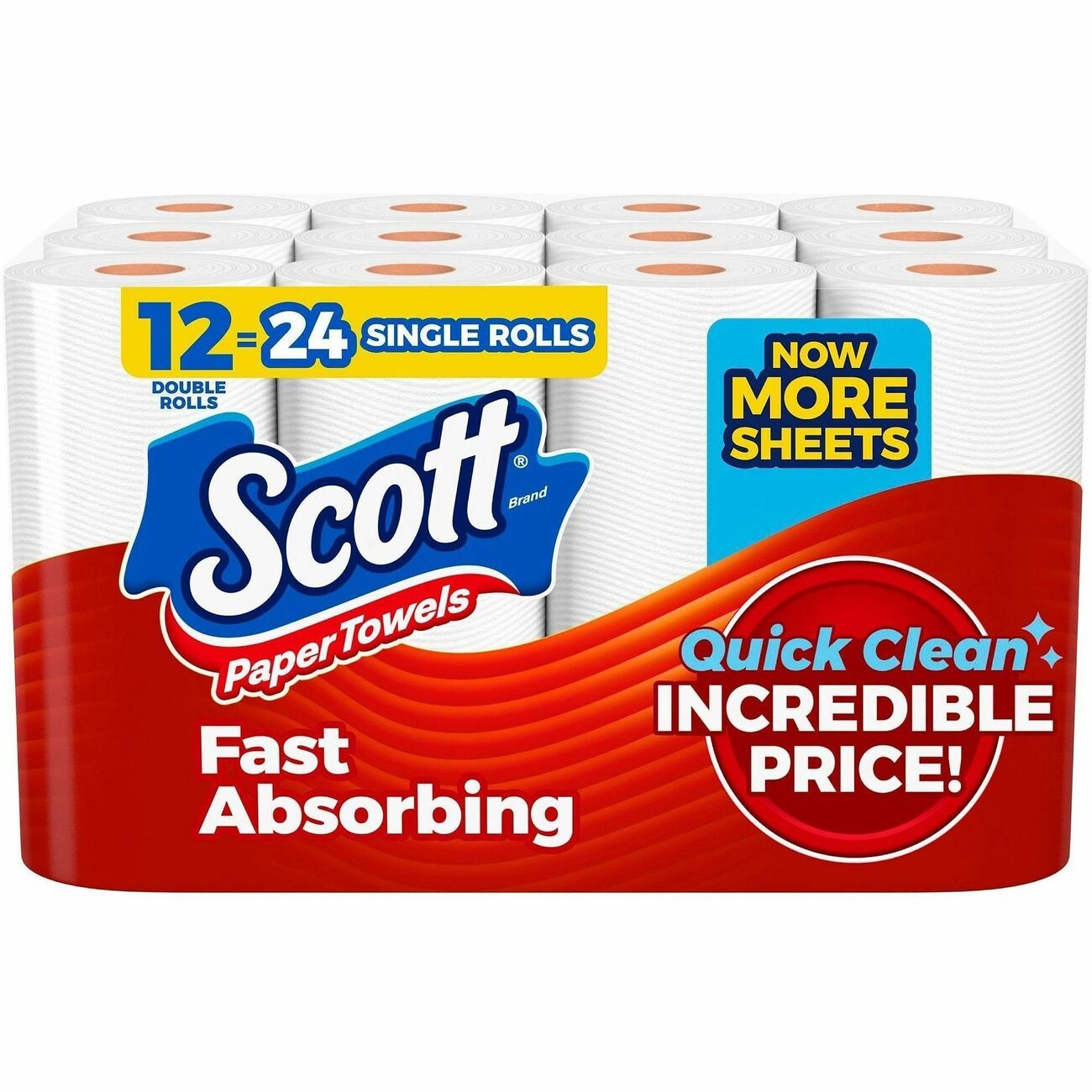 Scott Choose-A-Sheet Paper Towels, White, Fiber Paper, 12 Pack
