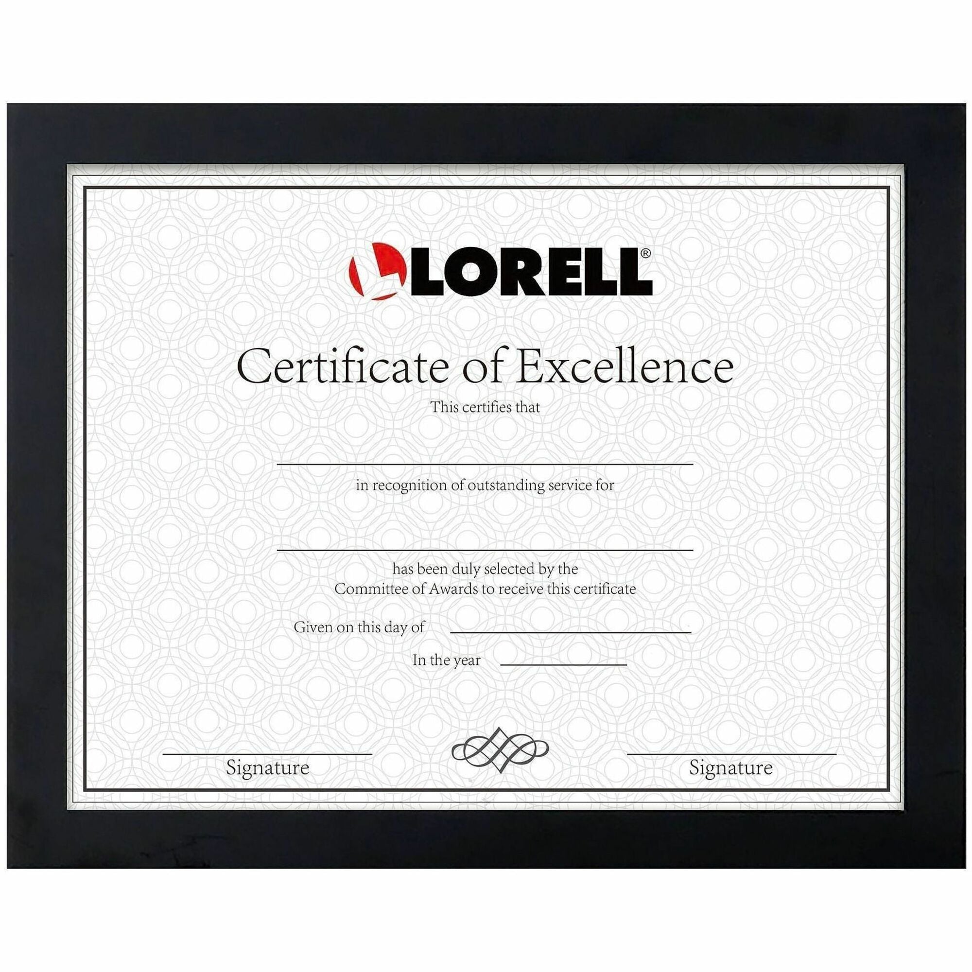 Lorell Certificate Frame, 8.5" x 11", Black, Desktop or Wall Mountable, Vertical or Horizontal, 1 Each