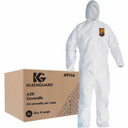 Ansell Health A20 Particle Protection Coveralls, Extra Large, White, Disposable, Zipper Front, Elastic Back, Wrist & Ankle, Hood, Non-skid, Breathable, Comfortable, SMS Fabric, 24 per Carton