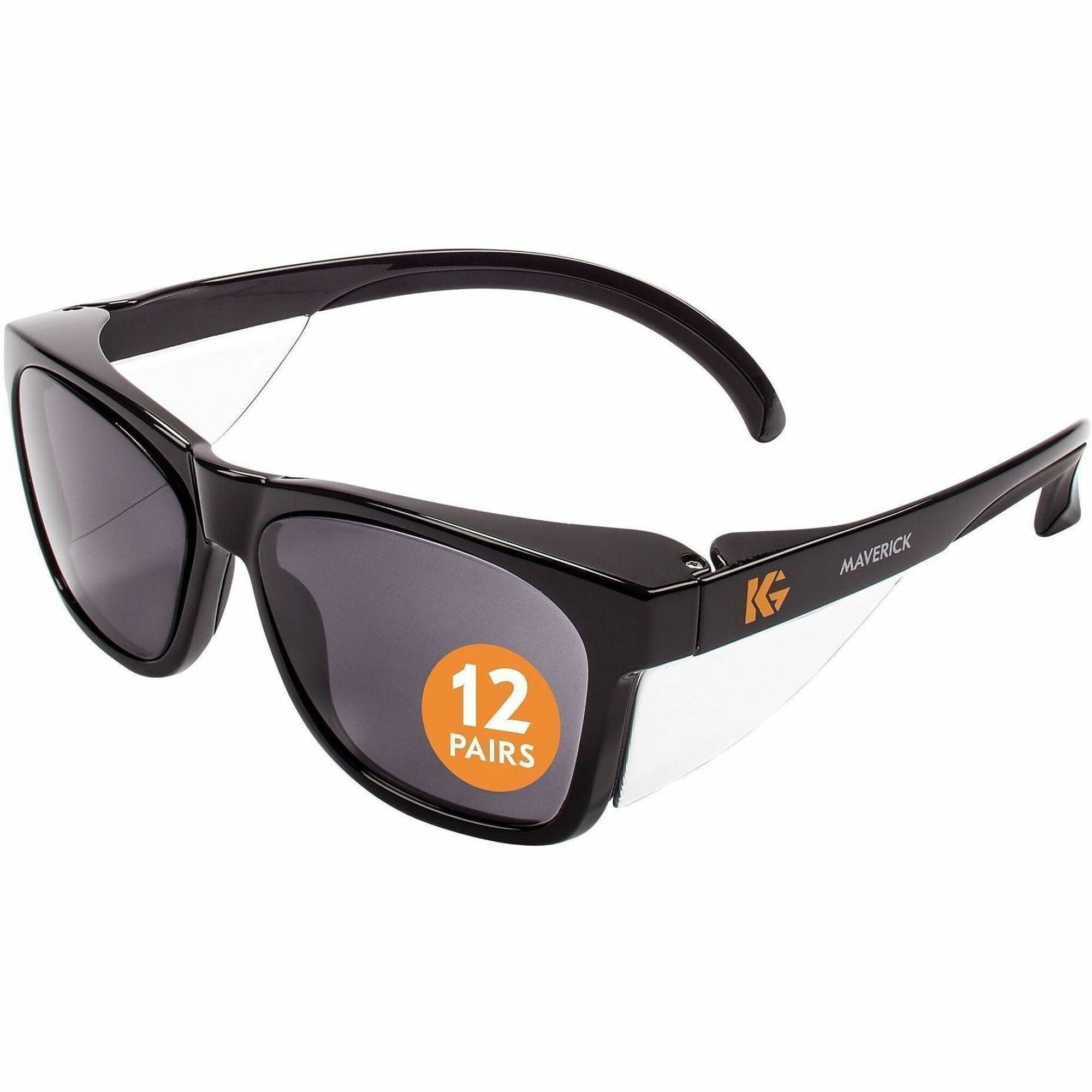 Ansell Health V30 Maverick Safety Glasses, Universal Size, Polycarbonate Smoke Lens, Black Frame, Anti-fog, Anti-scratch, Side Shield, Browguard, Nose Bridge, 1 Each