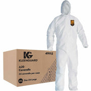 Ansell Health A20 Particle Protection Coveralls, 2X-Large, White, SMS Material, Disposable, Zipper Front, Elastic Back, Wrists & Ankles, Hood, Non-skid, Breathable, Comfortable, 24 per Carton
