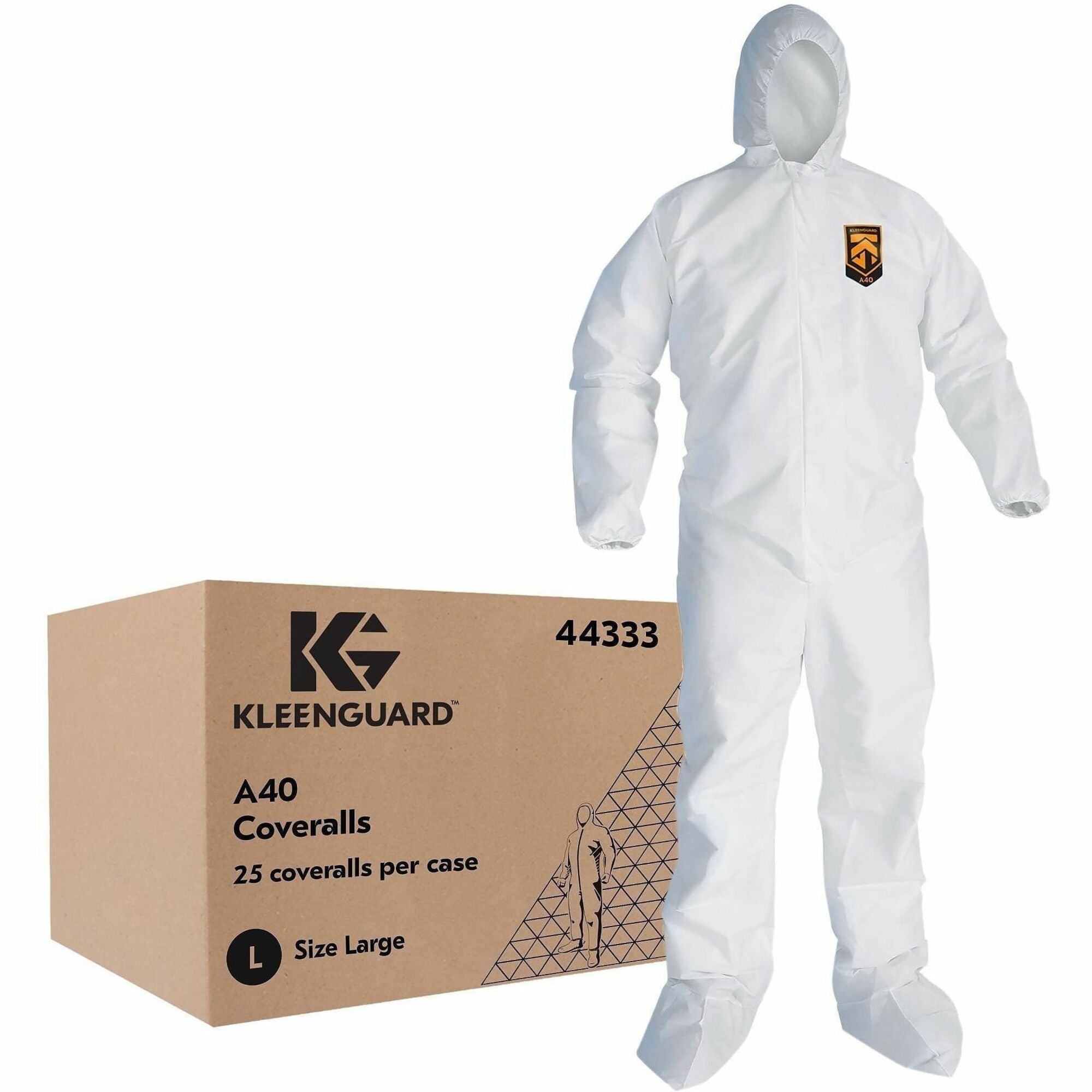 Ansell Health Liquid/Particle Protection Coveralls, Large, White, Disposable, Microporous, Anti-static, Zipper Front, Elastic Back, Elastic Wrist & Ankle, Hood, Non-skid, Breathable, Comfortable, 25 per Carton
