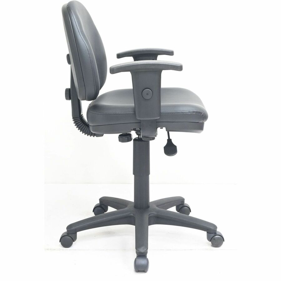 Lorell Millenia Series Pneumatic Adjustable Task Chair - Vinyl Seat Material - Vinyl Back Material - 5-star Base - Black - Vinyl, Plastic - 1 Each