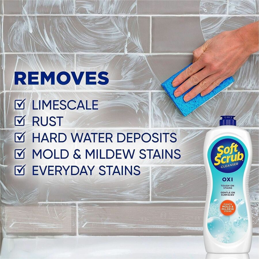 Soft Scrub Total Bath/Kitchen Cleanser - For Multipurpose - Scrubber - 24 fl oz (0.8 quart) - Fresh Scent - Cleanse, Kosher - White - 1 Each