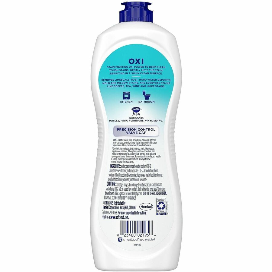 Soft Scrub Total Bath/Kitchen Cleanser - For Multipurpose - Scrubber - 24 fl oz (0.8 quart) - Fresh Scent - Cleanse, Kosher - White - 1 Each