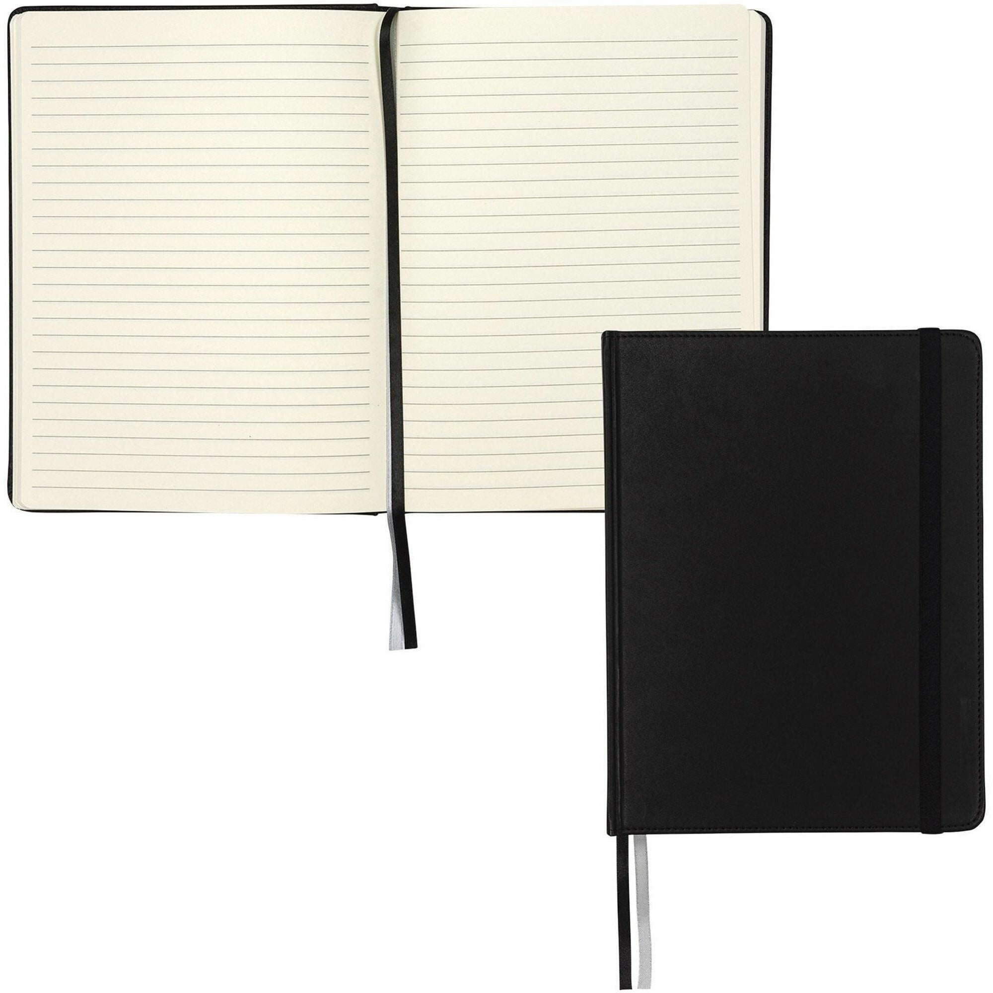 Samsill Classic Hardbound Journal, 120 Sheets, 240 Pages, 10" x 7.5", Ruled, Faux Leather Cover, Black, 1 Each
