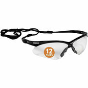 Ansell Nemesis Safety Glasses, Clear Polycarbonate Lens, Black Frame, Anti-fog, Lightweight, Wraparound, Neck Cord Included, 1 Each