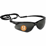 Ansell Nemesis Safety Glasses, Anti-fog, Smoke Polycarbonate Lens, Black Frame, Wraparound, Sweat Resistant, Flexible, Anti-slip, Neck Cord, 1 Each
