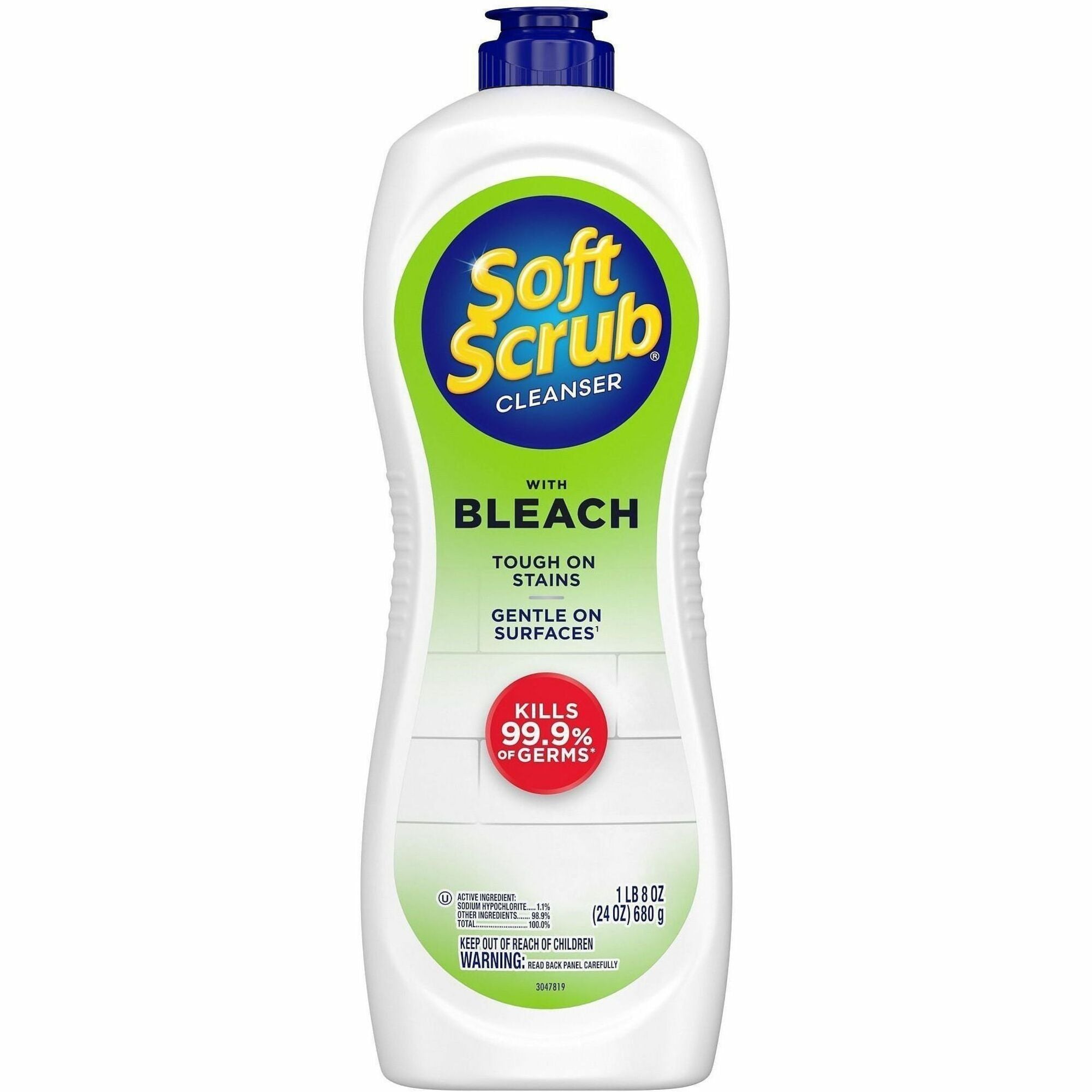 Soft Scrub Bleach Cleanser - For Multipurpose - 24 fl oz (0.8 quart) - Fresh Scent - Scratch Resistant, Disinfectant, Abrasive, Anti-bacterial, Kill Germs - White - 1 Each