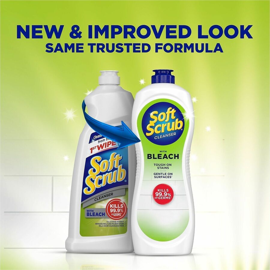 Soft Scrub Bleach Cleanser - For Multipurpose - 24 fl oz (0.8 quart) - Fresh Scent - Scratch Resistant, Disinfectant, Abrasive, Anti-bacterial, Kill Germs - White - 1 Each