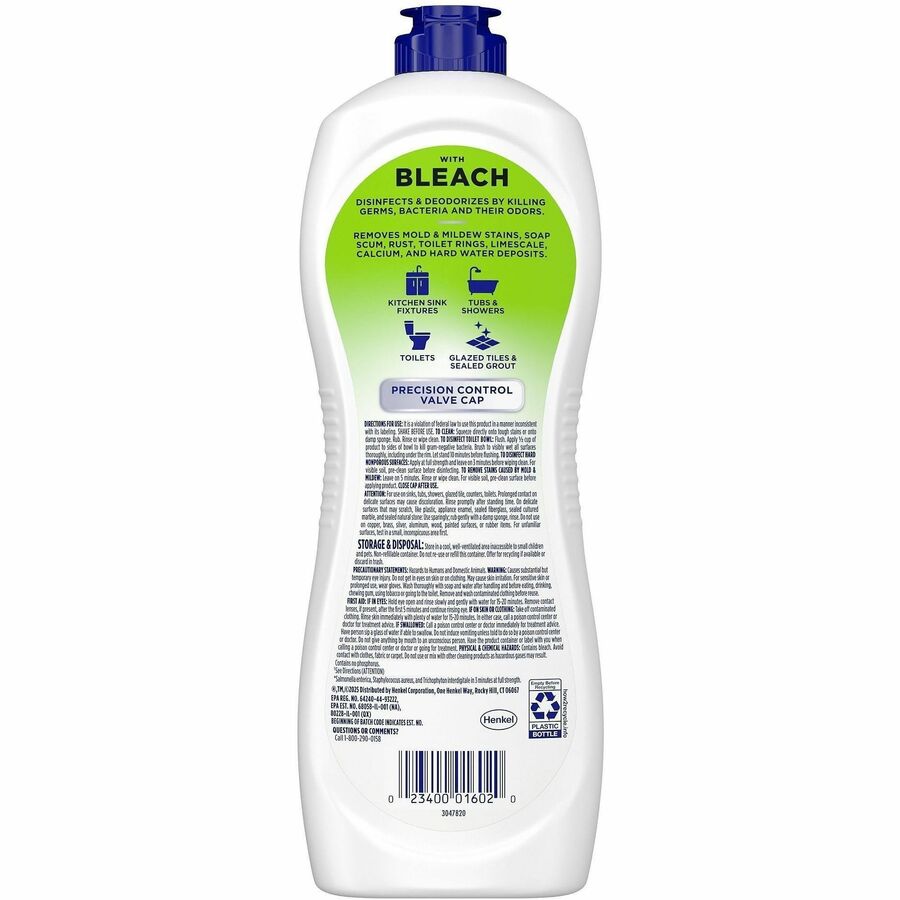 Soft Scrub Bleach Cleanser - For Multipurpose - 24 fl oz (0.8 quart) - Fresh Scent - Scratch Resistant, Disinfectant, Abrasive, Anti-bacterial, Kill Germs - White - 1 Each