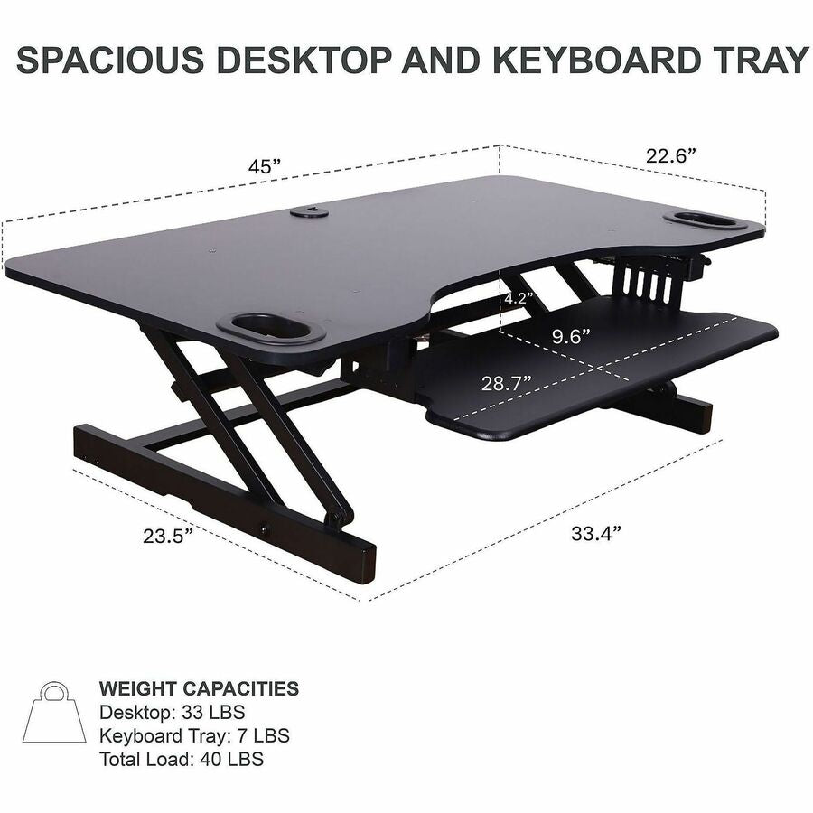 Rocelco ADR-45 45" Adjustable Desk Riser with EVR