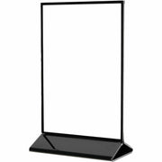 Deflecto Double-Sided Sign Holder w/Base - Support 8.50" x 11" Media - Portrait, Vertical - 12.5" Height x 8.8" Width x 2.9" Depth - Plastic, Polystyrene - Clear, Black - Top Loading, Side-loading, Sturdy, Double-sided - 1 Each