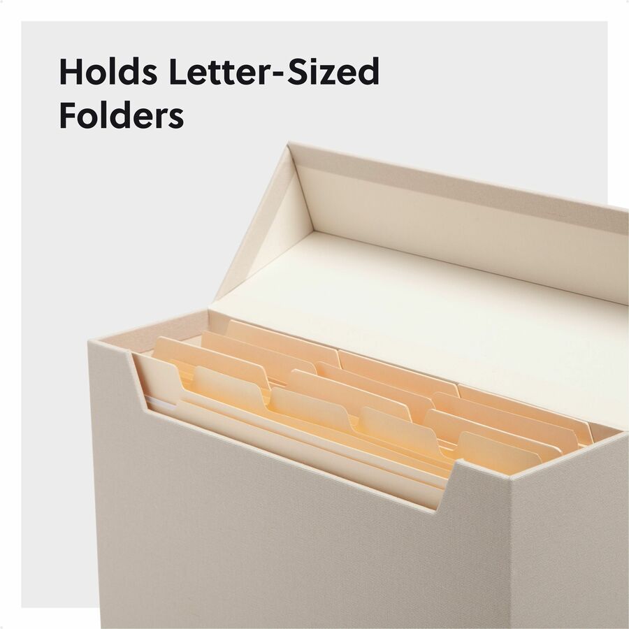 Smead Letter Recycled Box File - 8 1/2" x 11" - Linen, Paper, Metal, Stock - Beige - Space Saving, Textured, Labeling Area, Acid-free - 50% Recycled - 1 Each